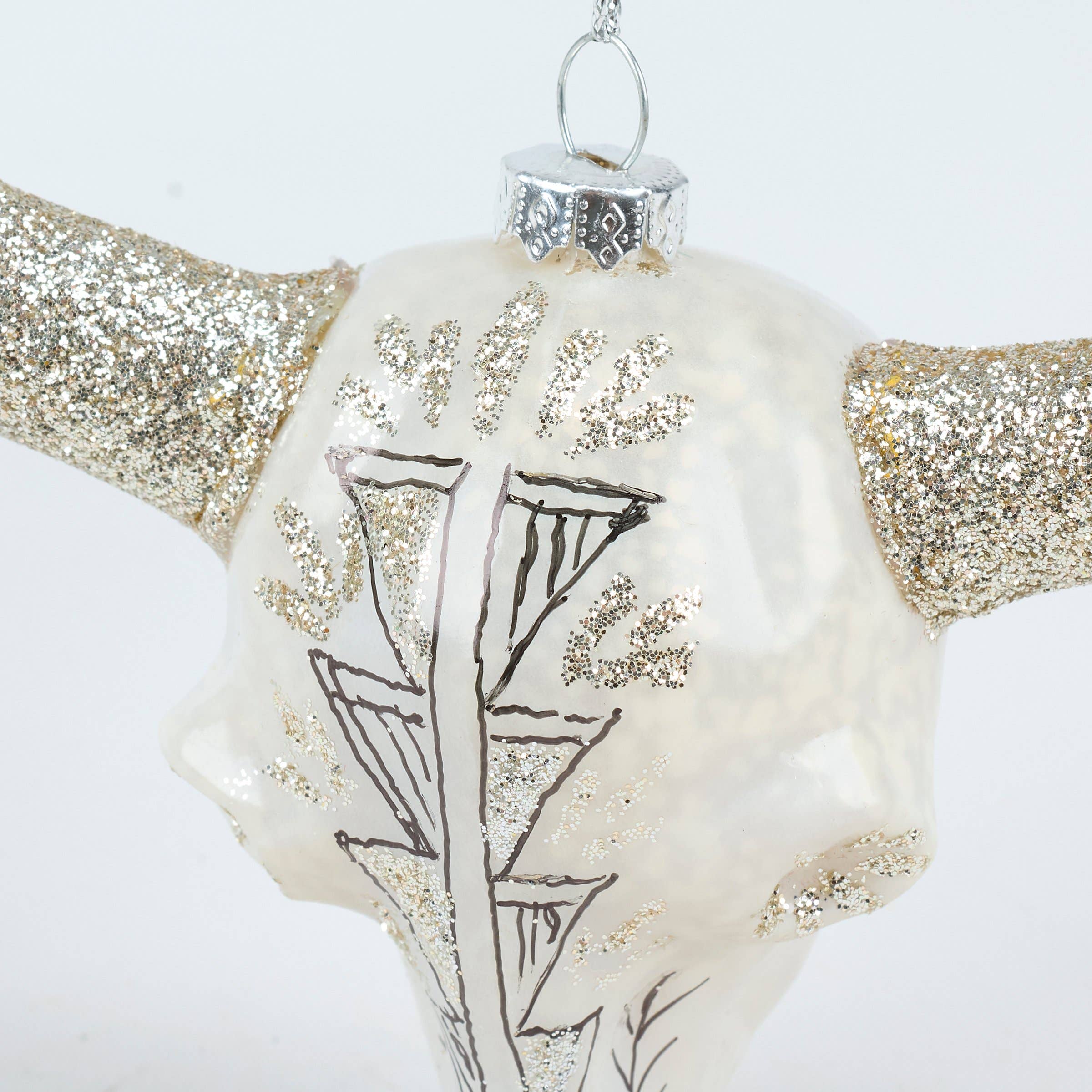 Bull Skull Glass Ornament