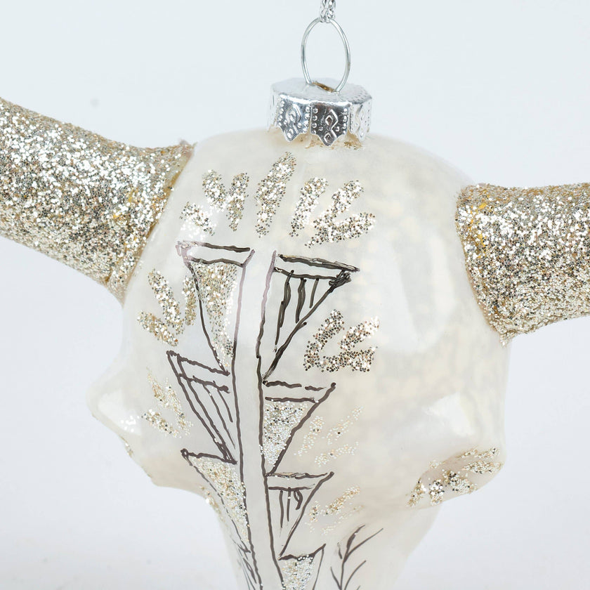 Bull Skull Glass Ornament