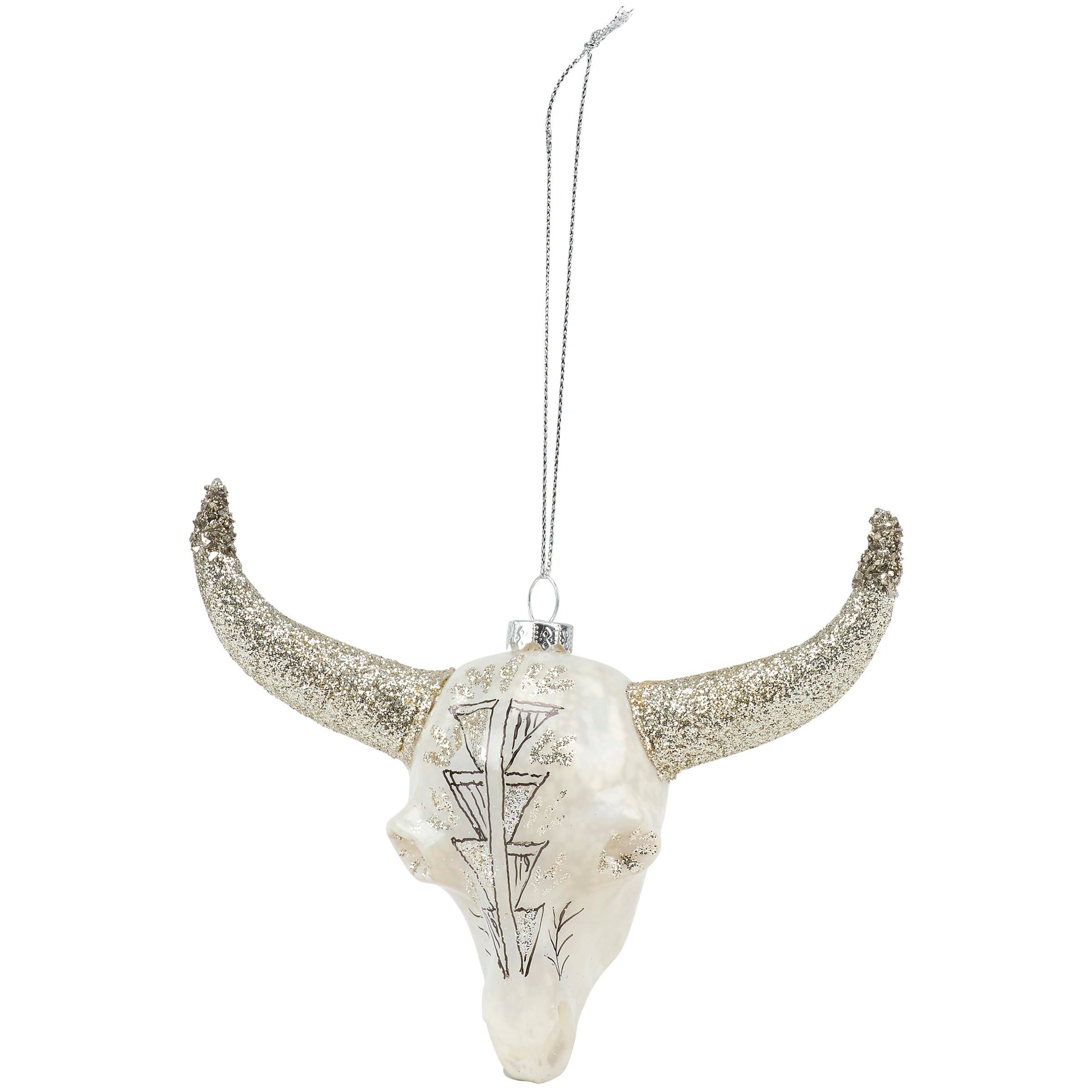 Bull Skull Glass Ornament