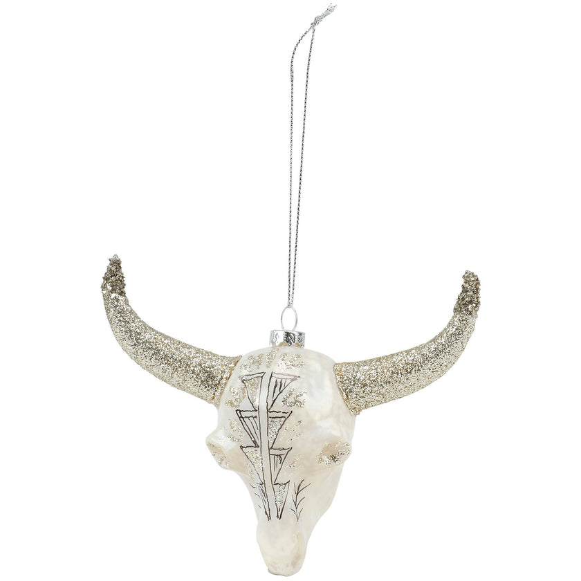 Bull Skull Glass Ornament