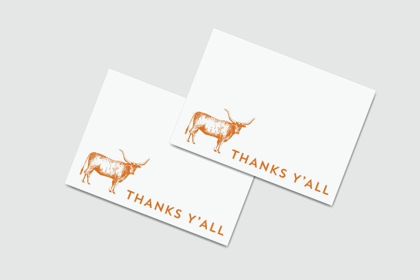 Longhorn Thanks Y'all Notecards