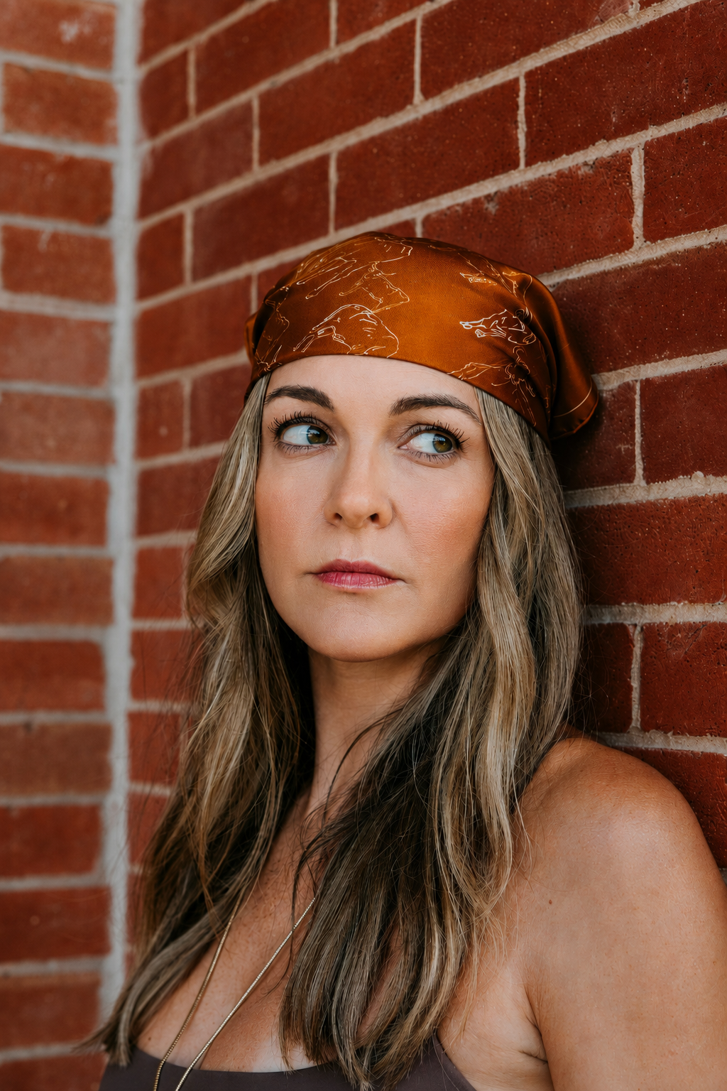 Texas Longhorn Outline Silk Twill Scarf | Burnt Orange 20