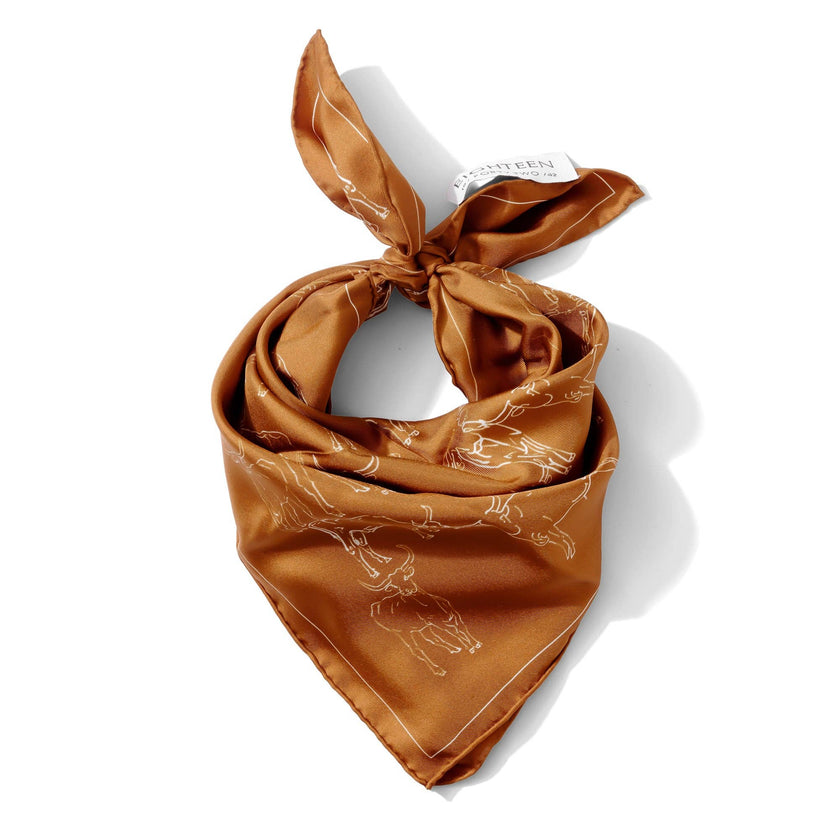 Texas Longhorn Outline Silk Twill Scarf | Burnt Orange 20