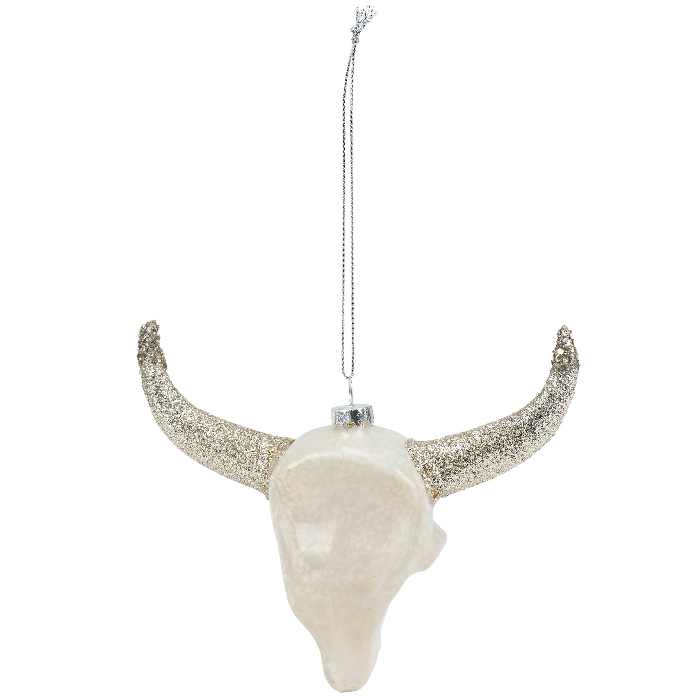 Bull Skull Glass Ornament