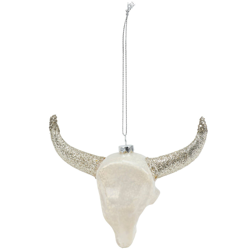 Bull Skull Glass Ornament