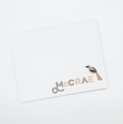 Personalized Flat Note Cards - Bird