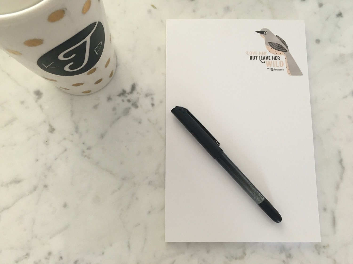 Notepad - Mockingbird, Cute Gift for Her, Personalized Notepad, Mockingbird Art, Custom Stationery, Hand Drawn Art