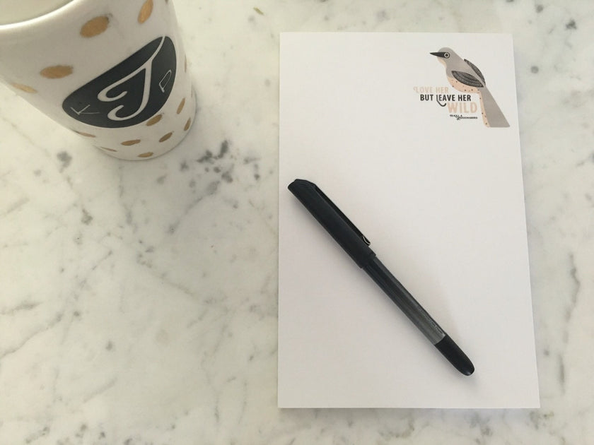 Notepad - Mockingbird, Cute Gift for Her, Personalized Notepad, Mockingbird Art, Custom Stationery, Hand Drawn Art