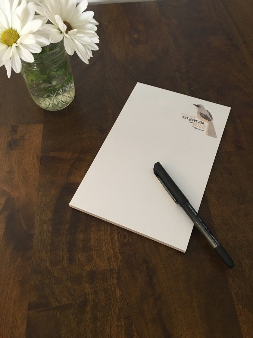 Notepad - Mockingbird, Cute Gift for Her, Personalized Notepad, Mockingbird Art, Custom Stationery, Hand Drawn Art
