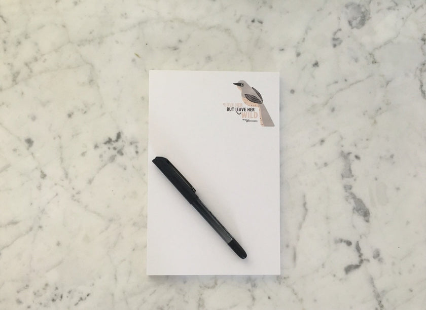 Notepad - Mockingbird, Cute Gift for Her, Personalized Notepad, Mockingbird Art, Custom Stationery, Hand Drawn Art