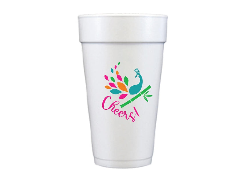 Mahjong Cheers Bird Bam Styrofoam Cups - Set of 12