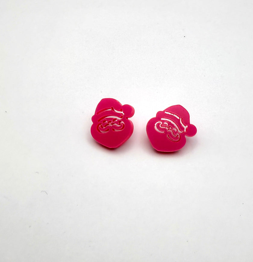 Pink Santa Studs