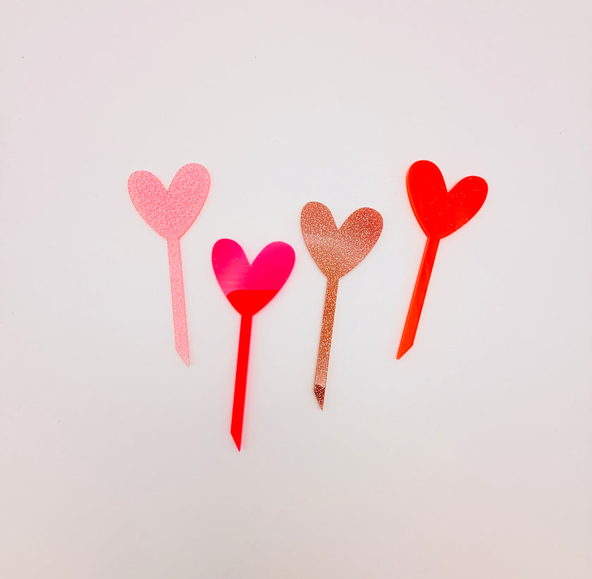 Pink Hearts Cupcake Toppers