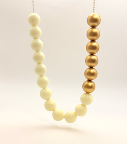 Big Beads Necklace - Gold and Cream