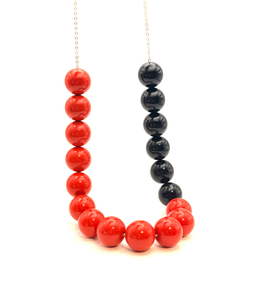 Big Beads Necklace - Red and Black