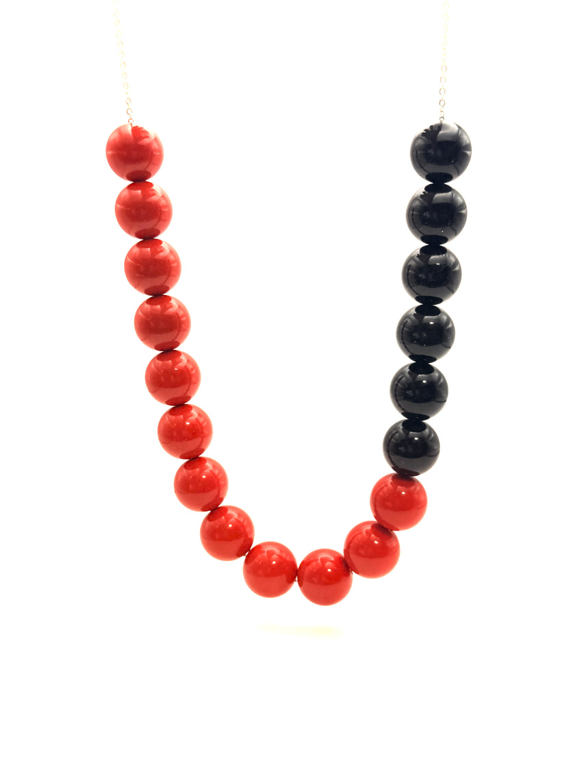 Big Beads Necklace - Red and Black