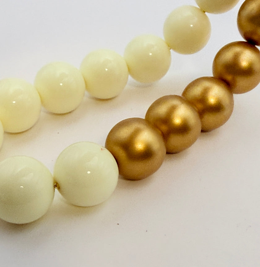 Big Beads Necklace - Gold and Cream