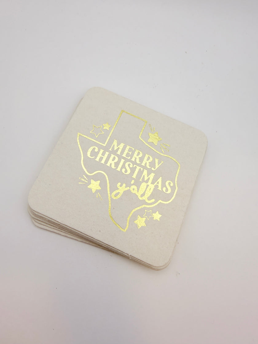 Merry Christmas Y'all Coasters Set of 10