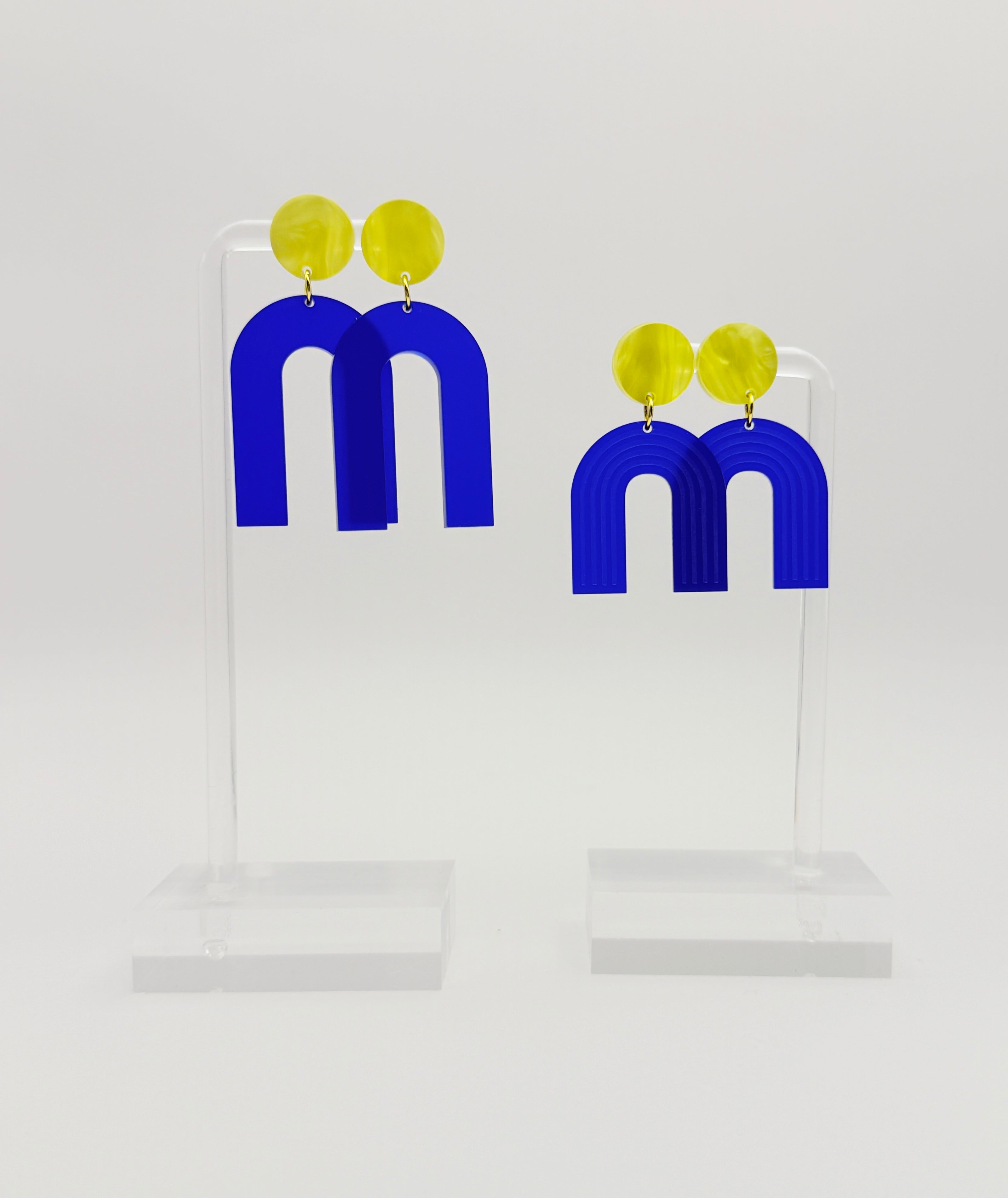Blue & Gold Geometric Earrings