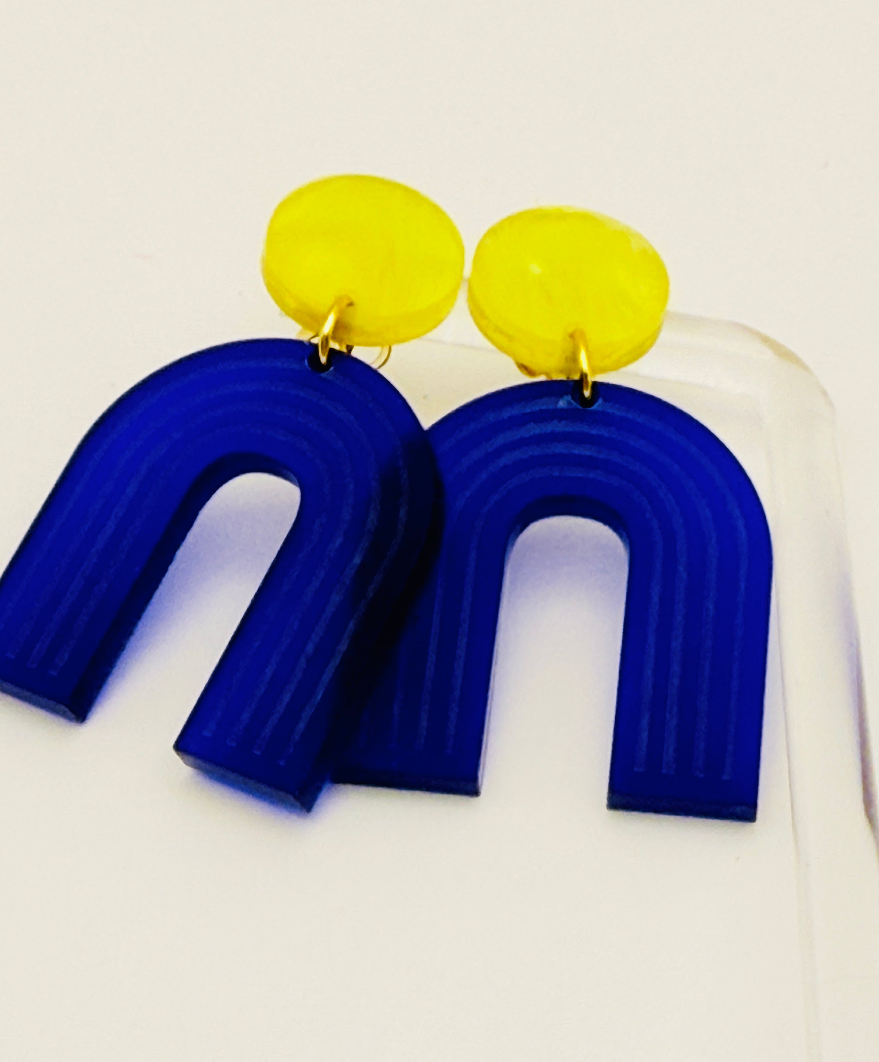 Blue & Gold Geometric Earrings