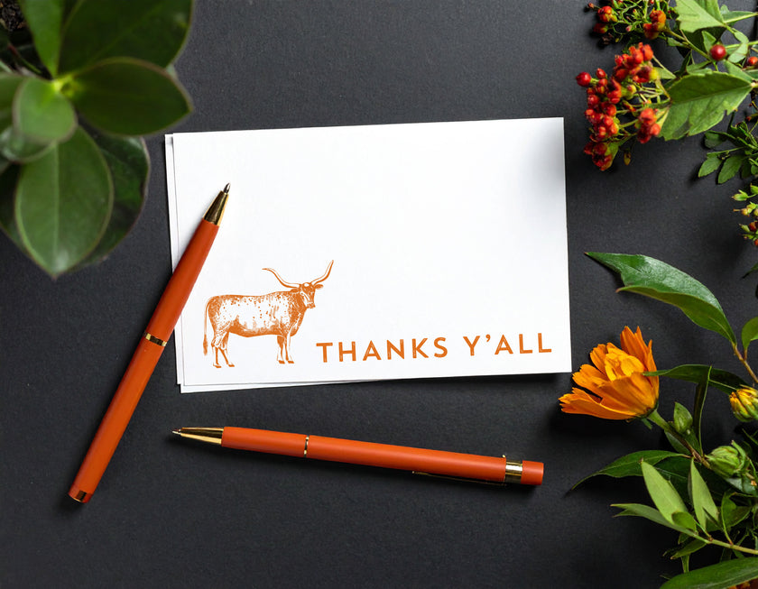 Longhorn Thanks Y'all Notecards