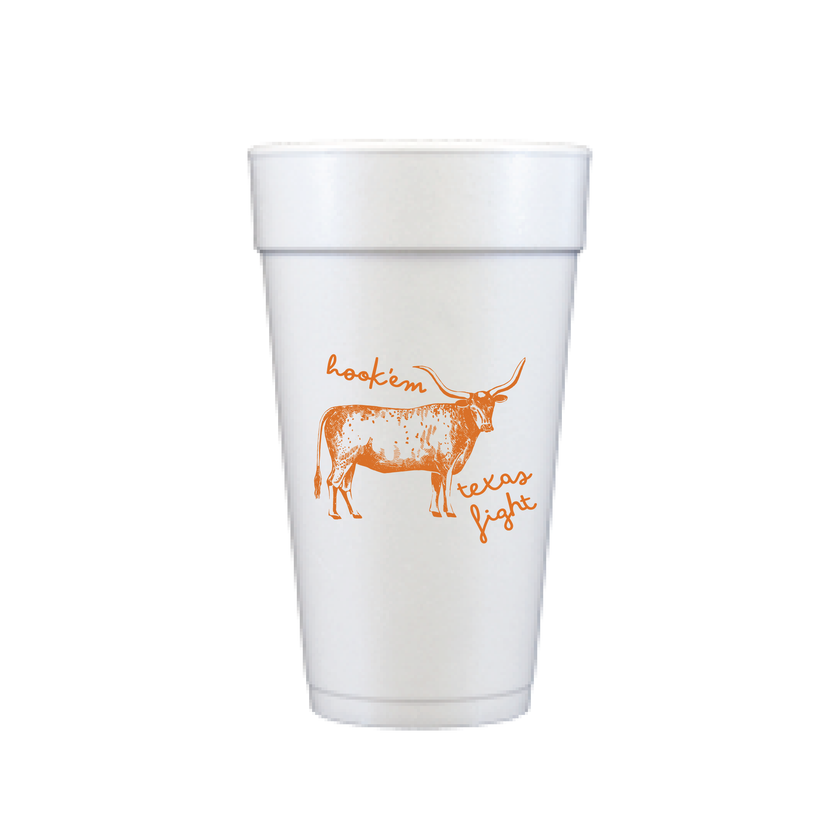 Longhorn Styrofoam Cups - Set of 12