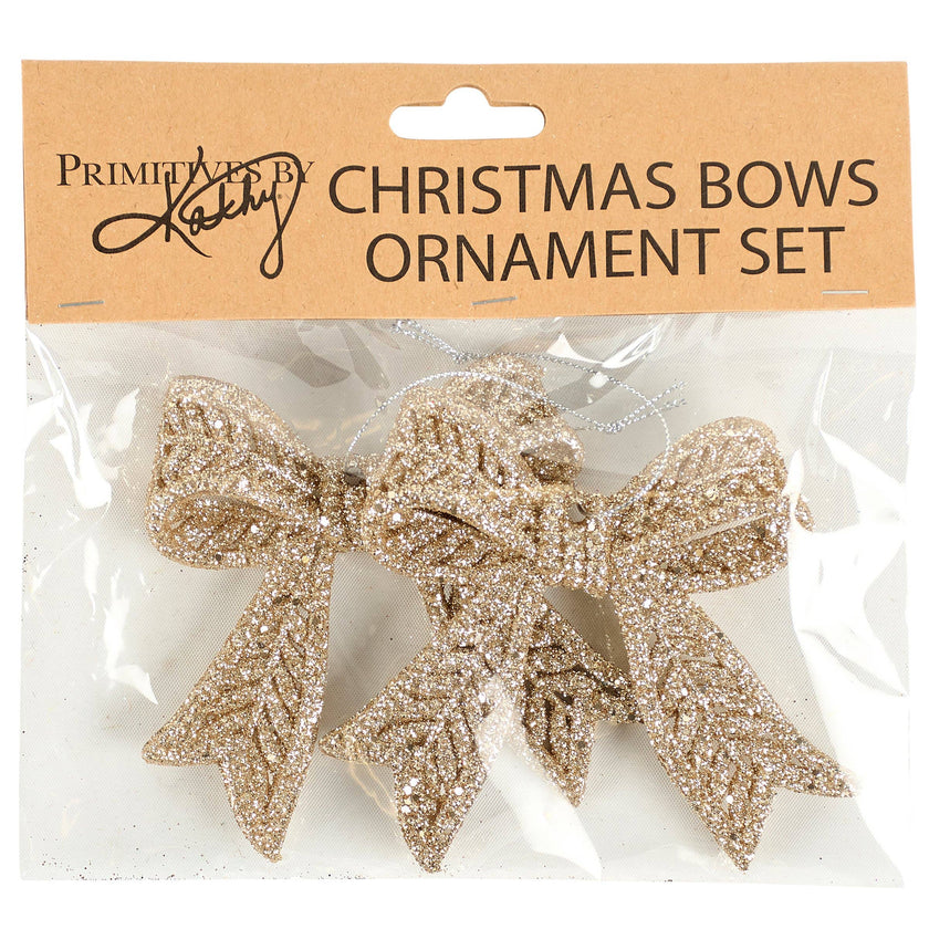 Champagne Bows Ornament Set