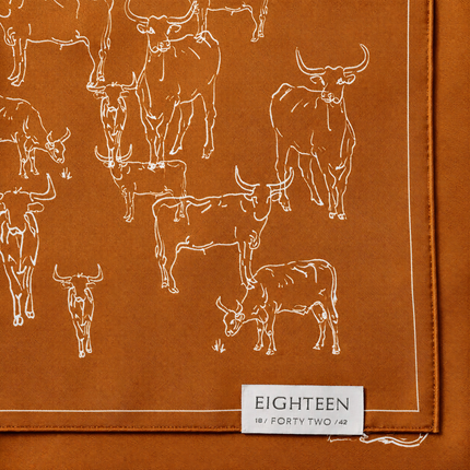 Texas Longhorn Outline Silk Twill Scarf | Burnt Orange 20