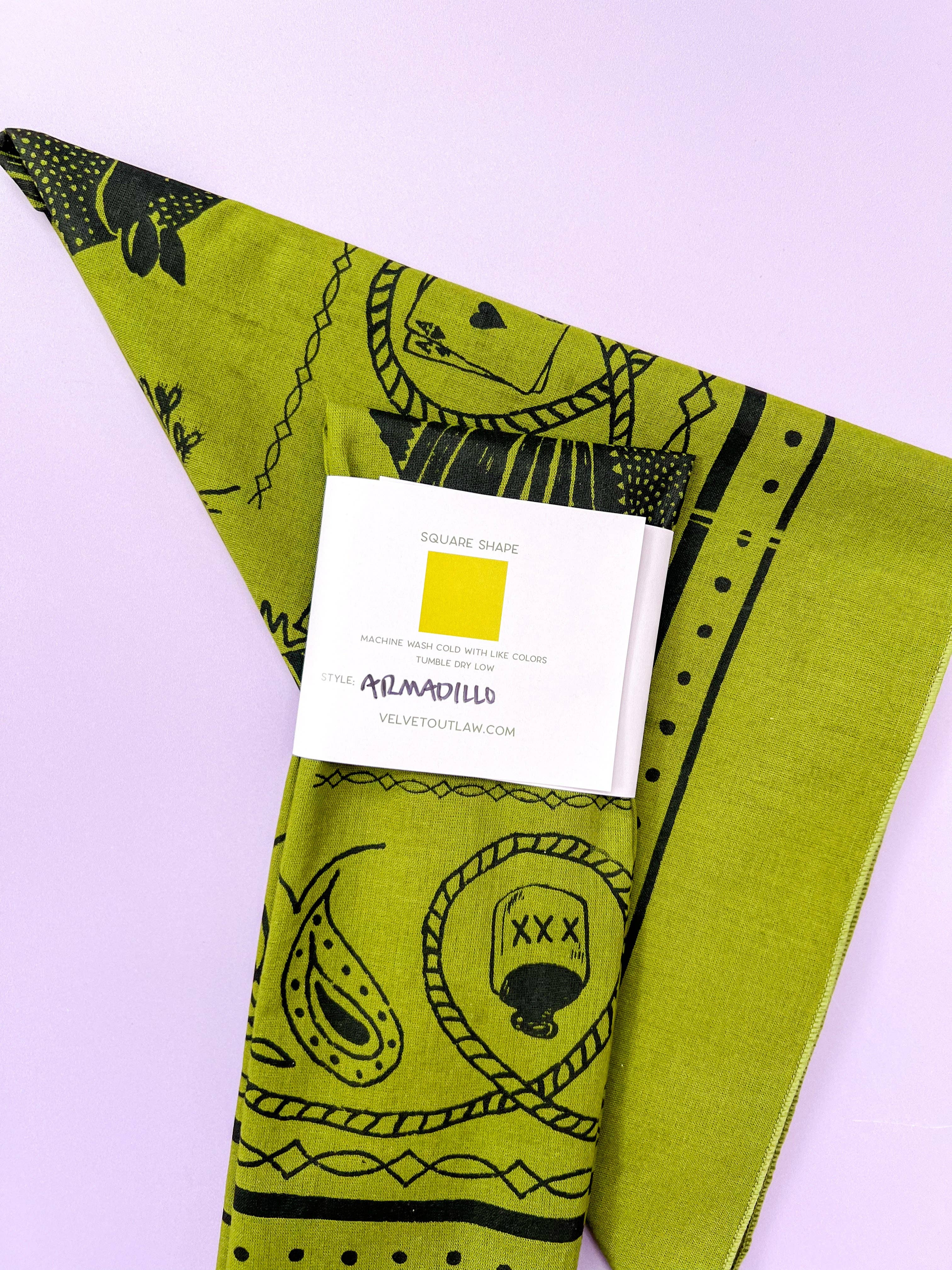 Armadillo Cotton Bandana - Multiple Colors